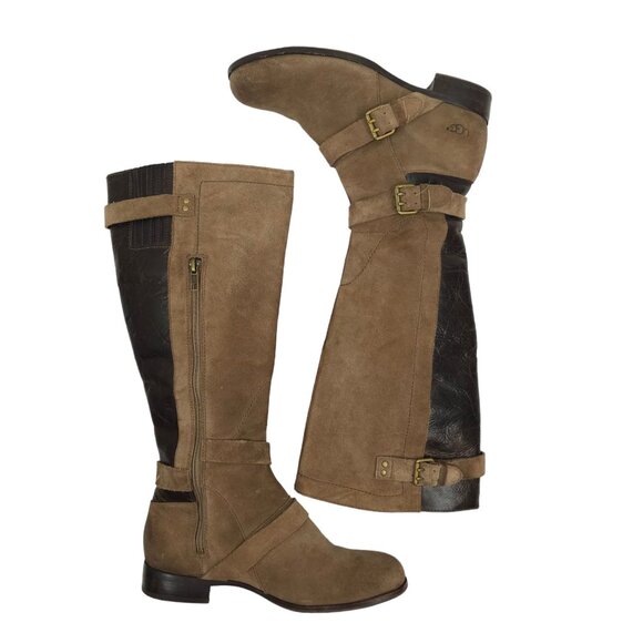 UGG Australia Cydnee Tall Riding Boots Womens 8 UK 6.5 EU 39 Brown Suede Leather - Picture 3 of 14